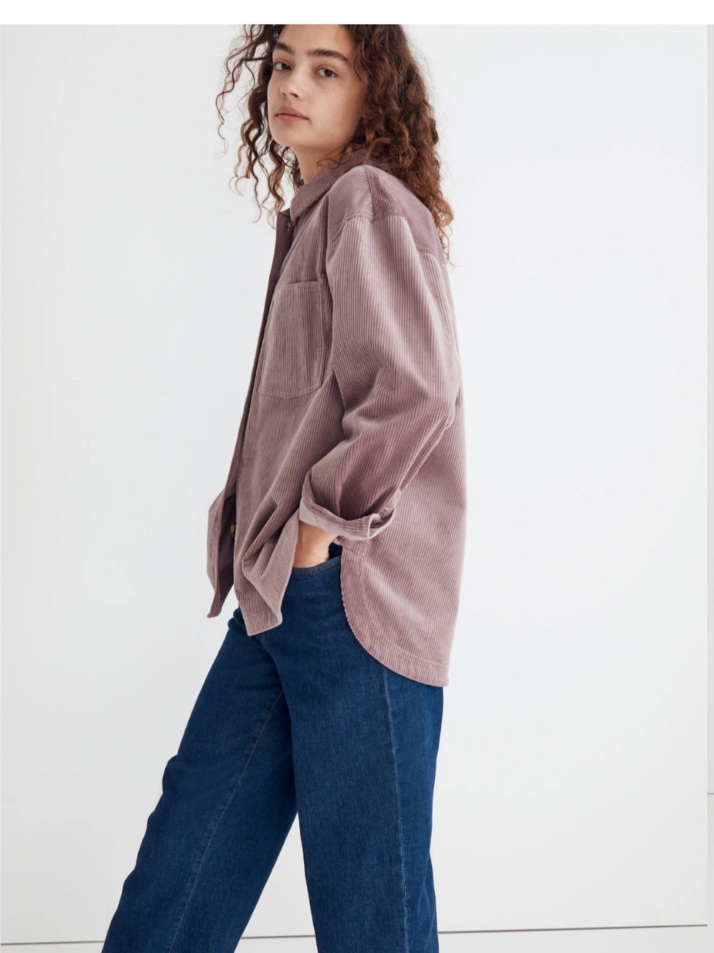 Madewell Corduroy Kentwood Oversized Shirt Jacket in Pale Thistle size M - Picture 3 of 12